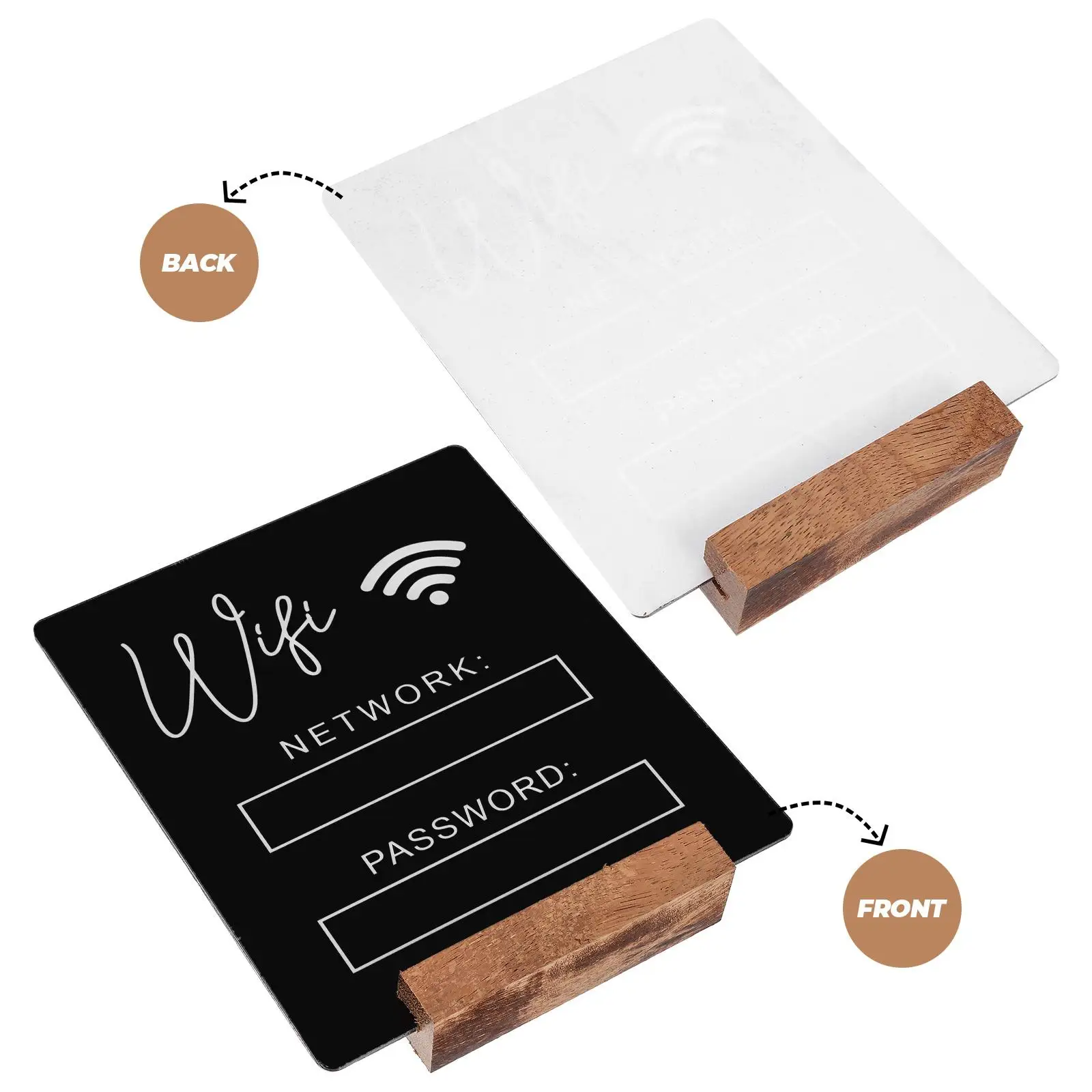 Acrylic WIFI Password Sign Black Easy Clean Home Office Restaurant Guest Room Wireless Network Reminder