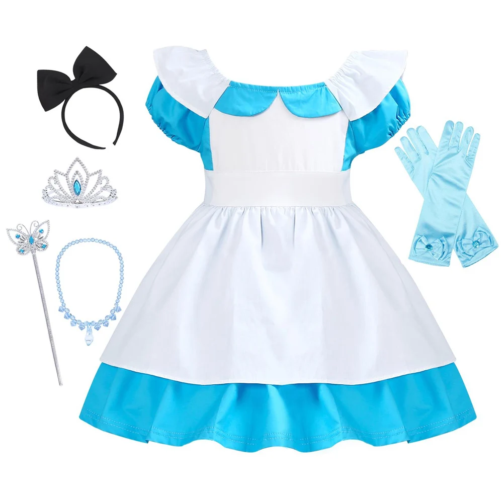 Jurebecia Alice In Wonderland Costume For Girls Birthday Princess Dress Up Clothes Easter Dresses Halloween Party Cosplay Outfit