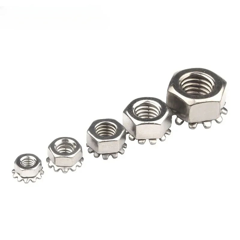 M3 M4 M5 M6 M8 K Nut 304 Stainless Steel Lock Kep Multi-Gear Hexagon Nuts K Type Multi tooth Anti loosening