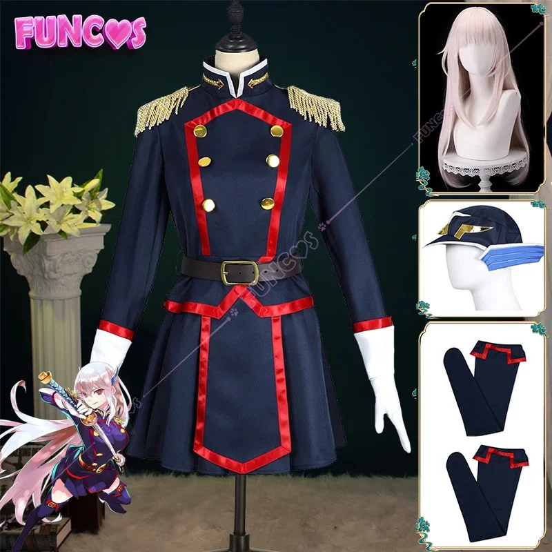 Kyouka Uzen Cosplay Costume Wig Anime Mato Seihei No Slave Himari Azuma Uniform Hat Pink Hair Chained Soldier Anti-Demon Corps