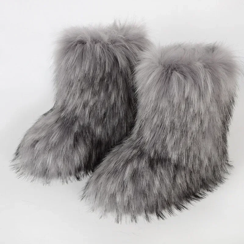 Winter Fuzzy Boots Women's Plush Snow Boots Luxury Faux Fur Ladies Shoes Female Fuzzy Footwear New Fashion Warm Ankle Boots 2024