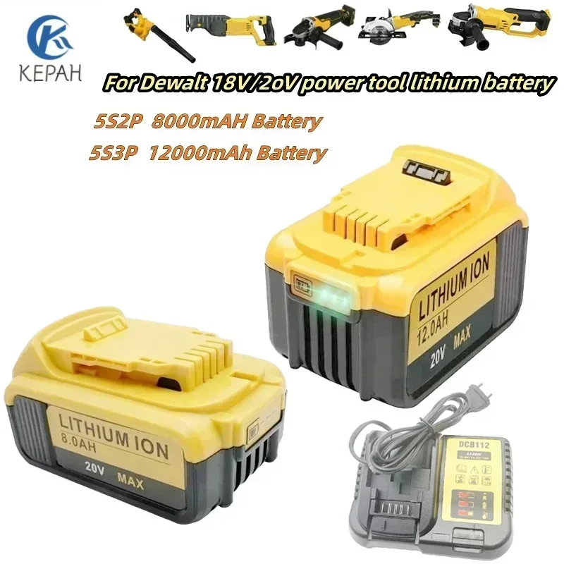 New 100% Original 12000mAh 20V for Dewalt Power Tool Battery DCB206 20V 18.0Ah Battery DCB206 20V Battery DCB205 DCB200