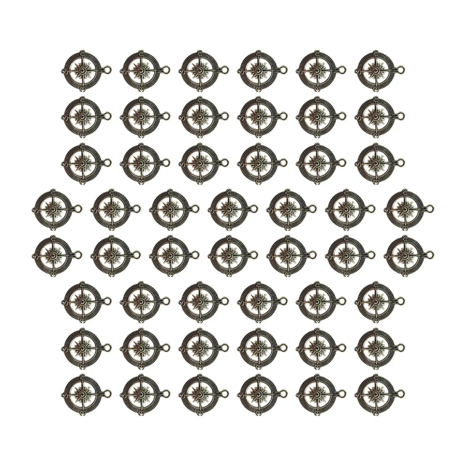 50 Pieces Lovely Compass Charms 3D Compass Vintage Alloy Pendants for Earrings Her Anniversary Hairpin Birthday Gifts DIY Crafts