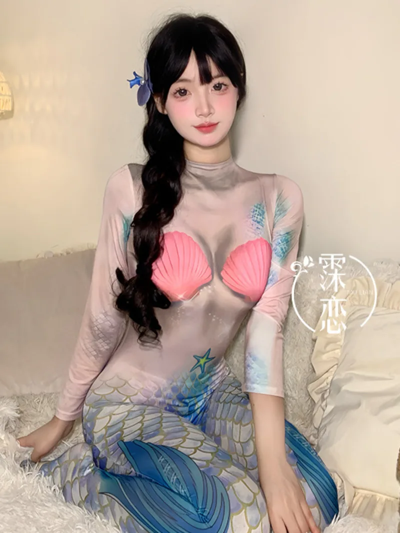 

Jumpsuit Mermaid Performance Uniform Open Crotch Erotic Clothing Pure Desire Body Suits For Women Romper Jumpsuits GFA3