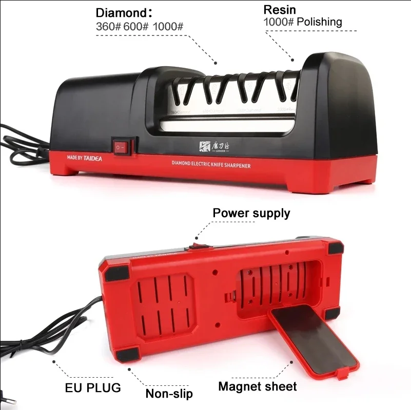 

TAIDEA Professional Knife Sharpener New upgraded sharpening tool system Kitchen gadget with 360/600/1000 # grit.