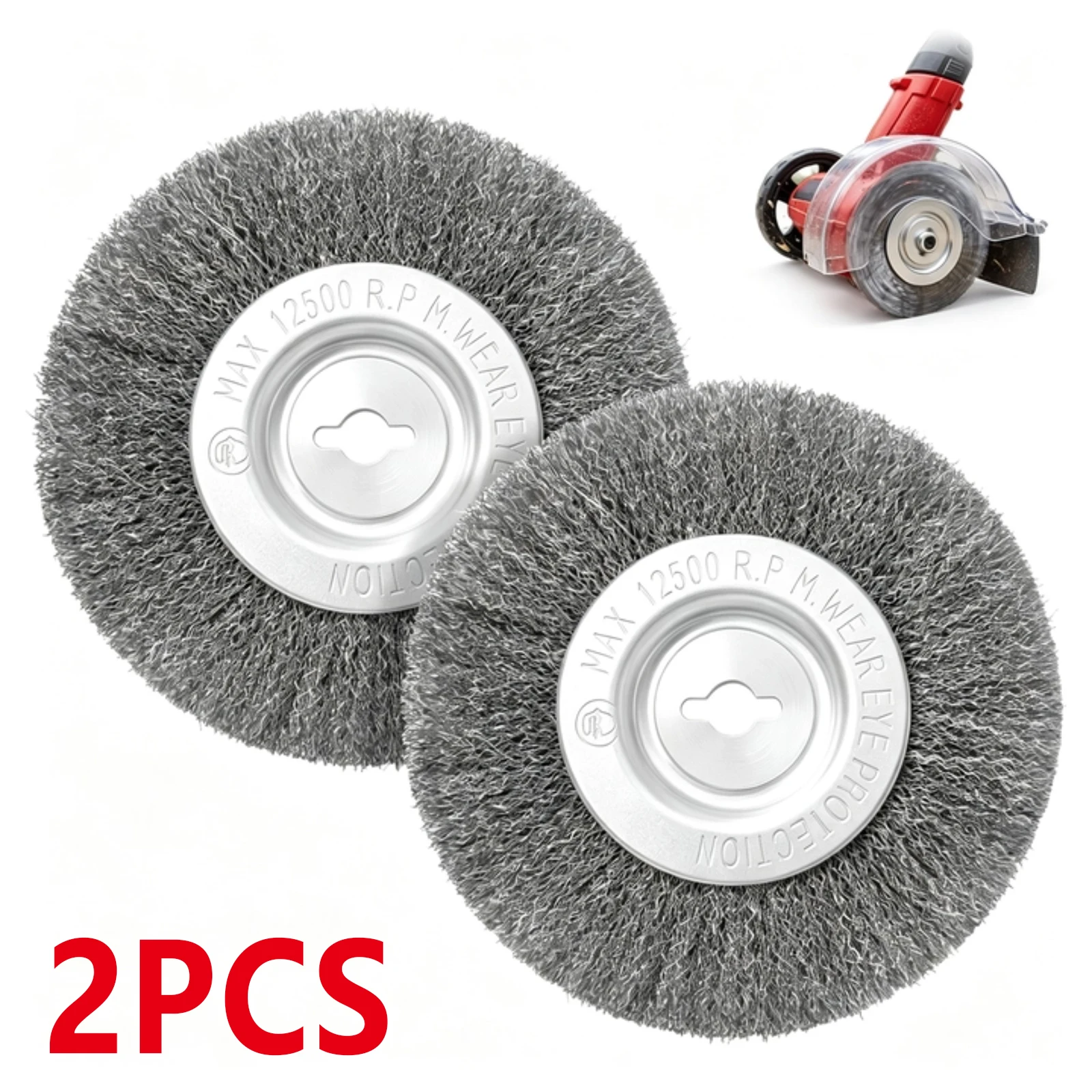 2Pack Steel Wire Brush Wire Wheel Brush Round For Bench Grinder Deburring Tool Cleaning Rust Polishing Adaptor Abrasive Tool