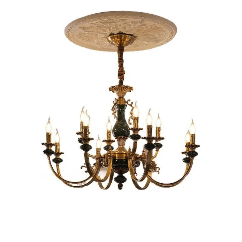 

Full copper French retro living room, light French candle villa dining room American chandelier