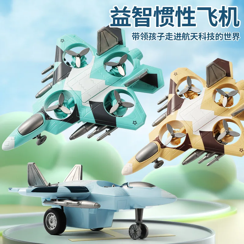 

360° Stunt Inertia Plane - Durable Cartoon Fighter Toy with Auto Spinning & Turning