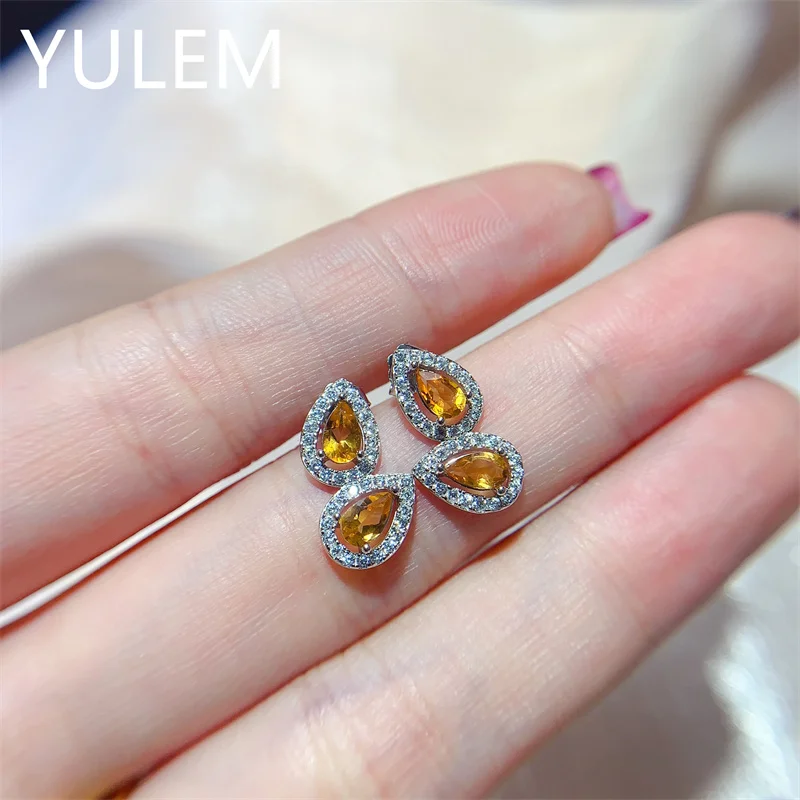 2026 3x5mm Natural Citrine Amethyst Topaz Garnet Water Drop Design Earring Silver 925 Earring for Women Daily Wear - view 6