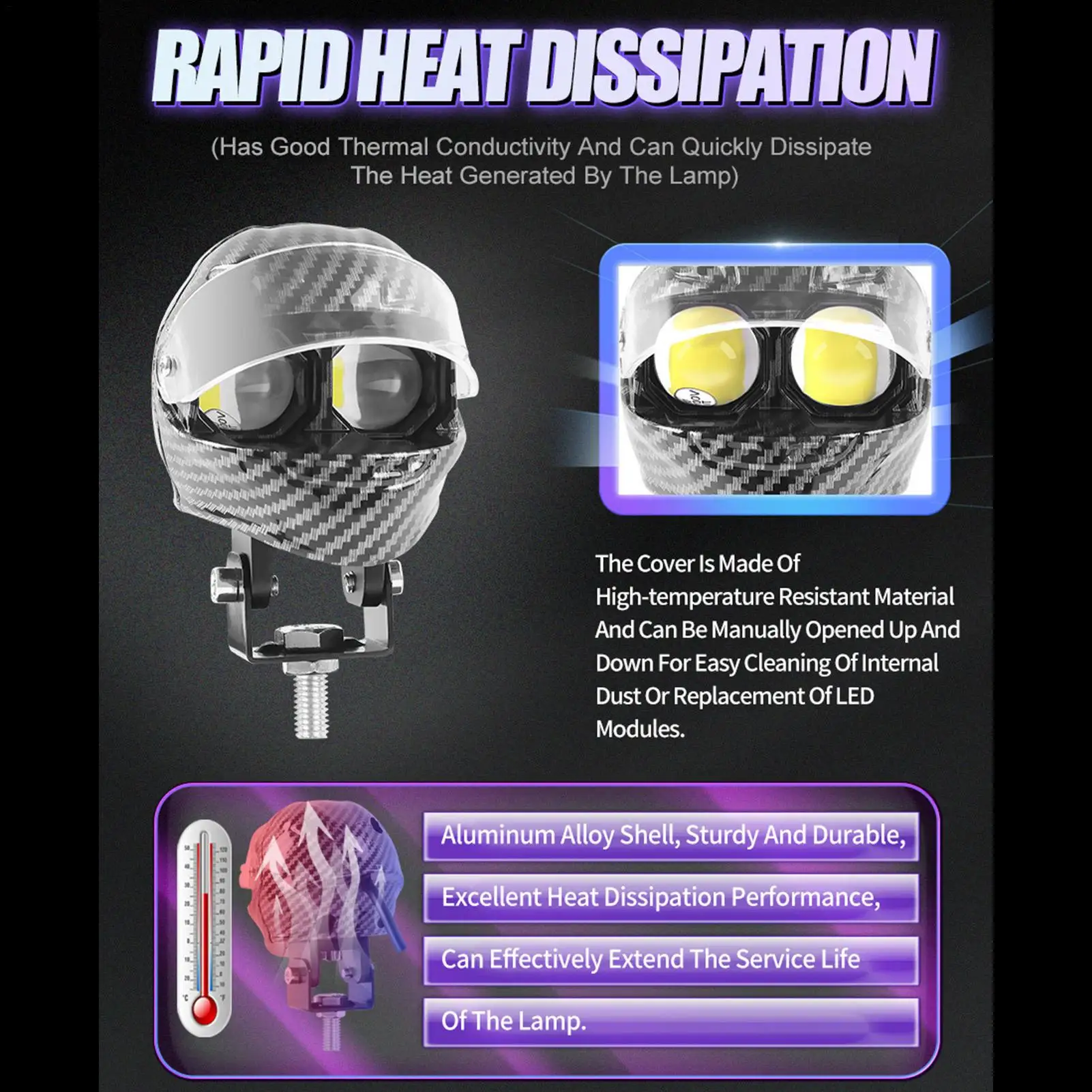 

Светодиодные противотуманные фары для мотоцикла, водонепроницаемая светодиодная лампа в форме шлема, двухцветная вспышка, рабочий свет для мотоцикла, для дорожного туризма, на открытом воздухе