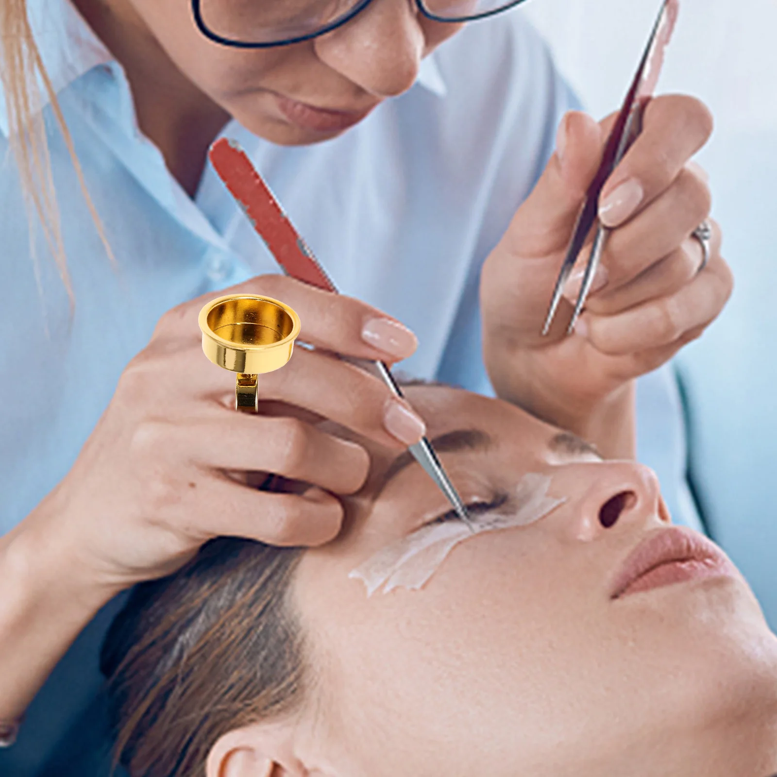 

5Pcs Eyelash Extension Ring Cup Lash Organizer Ergonomic Design Reliable Multi-Functional Lightweight Portable Beauty Supplies