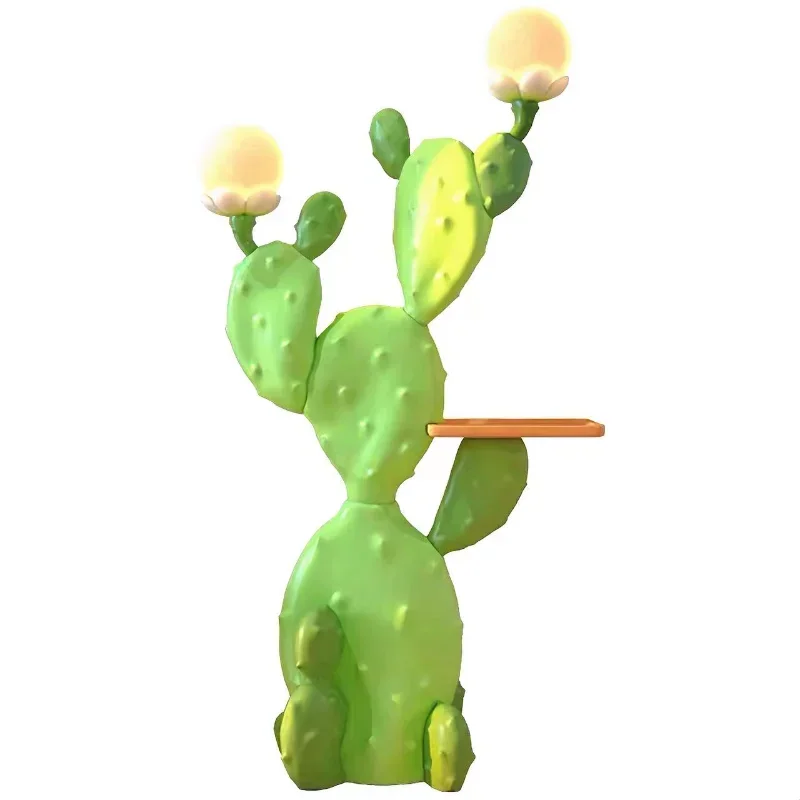 Cactus Flower Large Floor-standing Decoration in The Living Room, Storage Next To The TV Cabinet and Sofa, Lamps, Trays