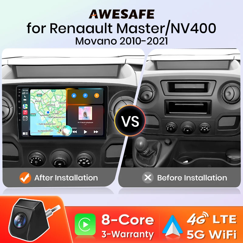 AWESAFE Car Radio for Renault Master 3 III Nissan NV400 Opel