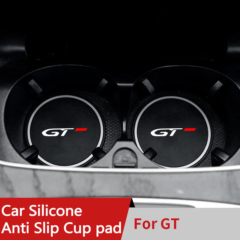 

2pcs Car Cup Holder Anti Slip Insert Coaster Pads For Peugeot GT 2016 2017 2018 2019 -2023 Auto Water Cup Holder Silicone Mat