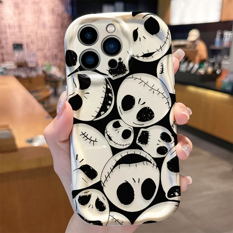 Nightmare Before Christmas Wave Case for iPhone 16 15 14 Pro Max 13 12 Mini 11 XS X XR 8 7 Plus SE 2022 2020 Soft Cover Funda