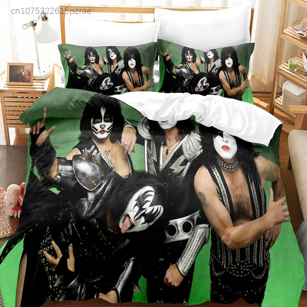 Kiss Rock Band Music 3D Duvet Cover Bedding Set Polyester Pillowcases Quilt Cover Fashion Home Decor Gift Twin King Queen