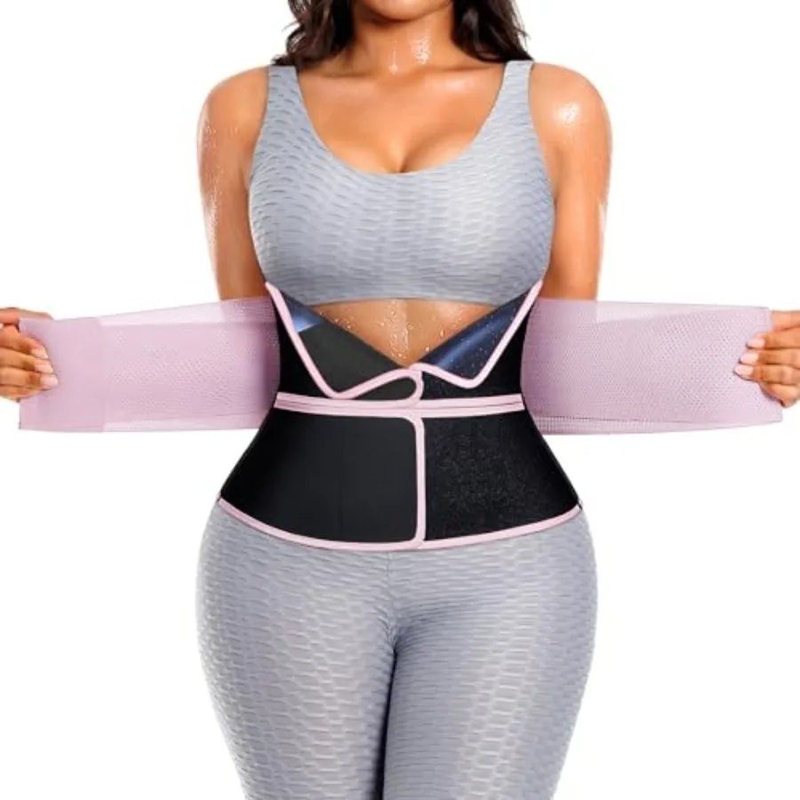 

SHAPELLX Sauna Waist Trainer Women Tummy Control Waist Trimmer Cincher Ab Belt with Triple Wrap Sauna Suit for Workout