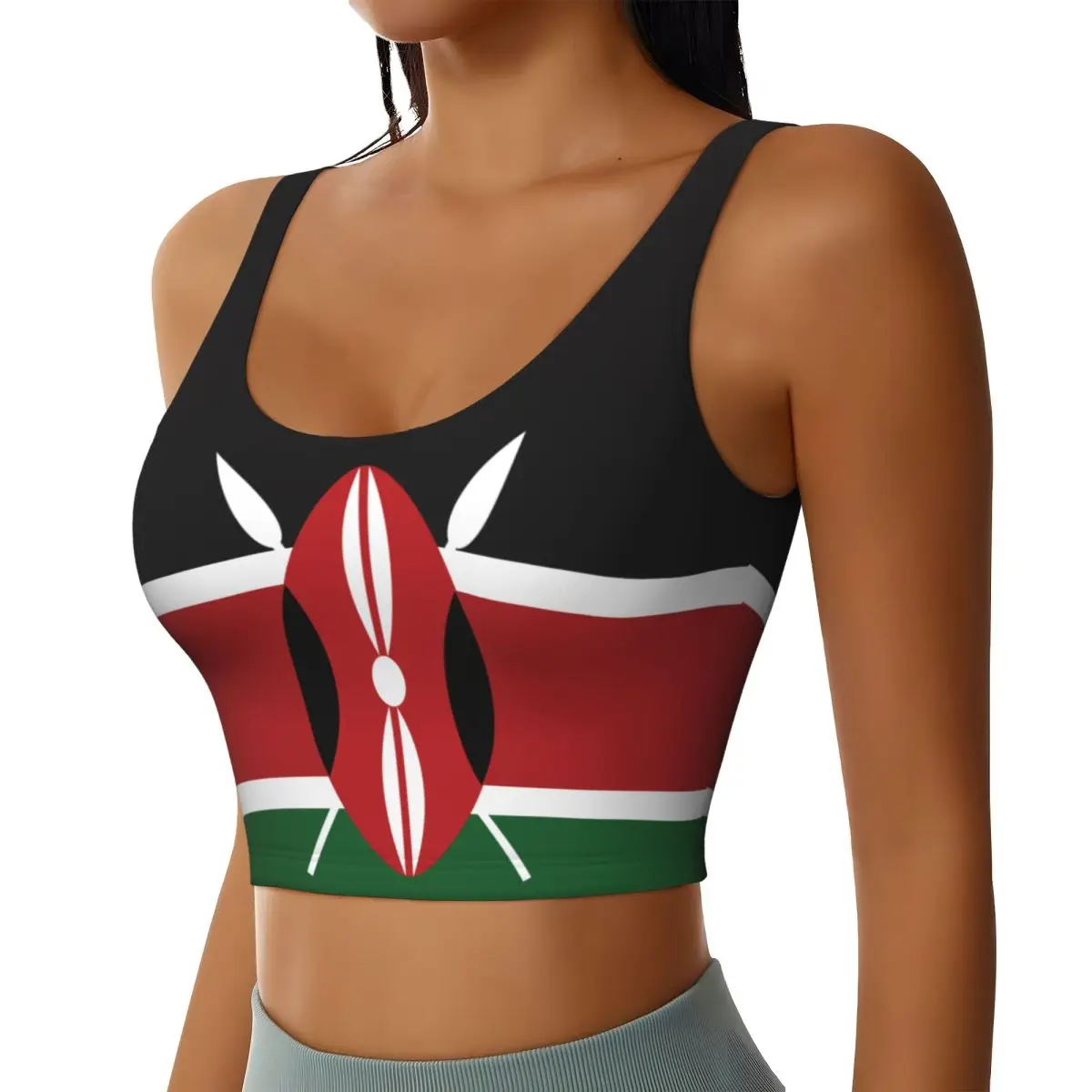 Yoga Vest Women Gym Sports Crop Tops Kenya Flag Streetwear Workout Breathable Tank Top Female