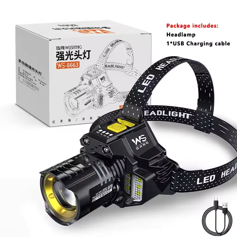 

Powerful LED Headlamp Motion Sensor Headlight 18650 Rechargeable COB Head Flashlights High Power Head Lamp Fishing Headlight