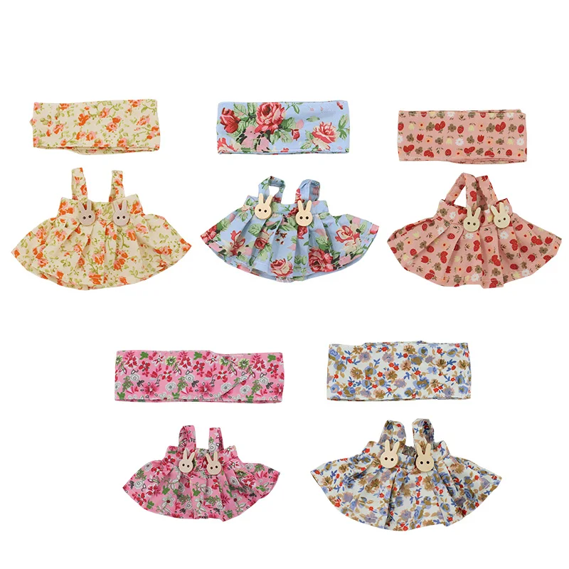 ل Labubu 15-17 سنتيمتر إكسسوارات دمي ، تنورة الأزهار الريفية العصرية والحلوة ، مجموعة عصابات رأس الأزهار ، هدية للأطفال