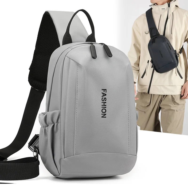 

New fashion chest bag men's trend Messenger bag business leisure large-capacity men's leather waterproof backpack.