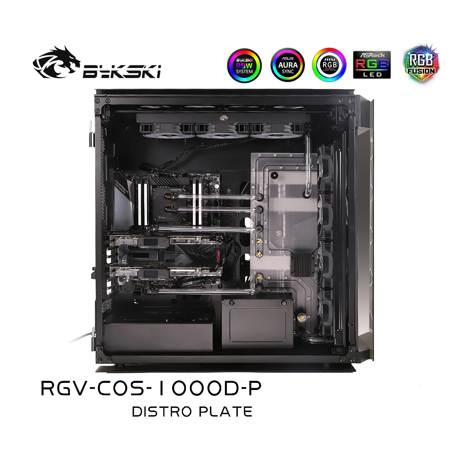 Bykski Distro Plate Water Cooling Kit สําหรับ CORSAIR 1000D แชสซี CPU GPU RGV-COS-1000D-P