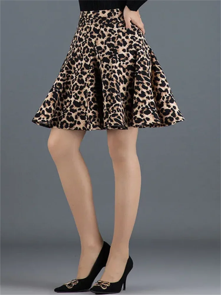 Leopard Print Skirt Women Half Length Skirt For Women High Waist Short Skirt A-line Pleated Skirt Summer Woman Clothes Skirt