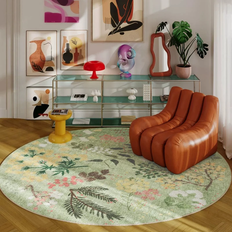 Dopamine Color Bedroom Decor Round Carpet Korean Style Carpets for Living Room Washable Lounge Soft Floor Mat Home Anti-slip Rug