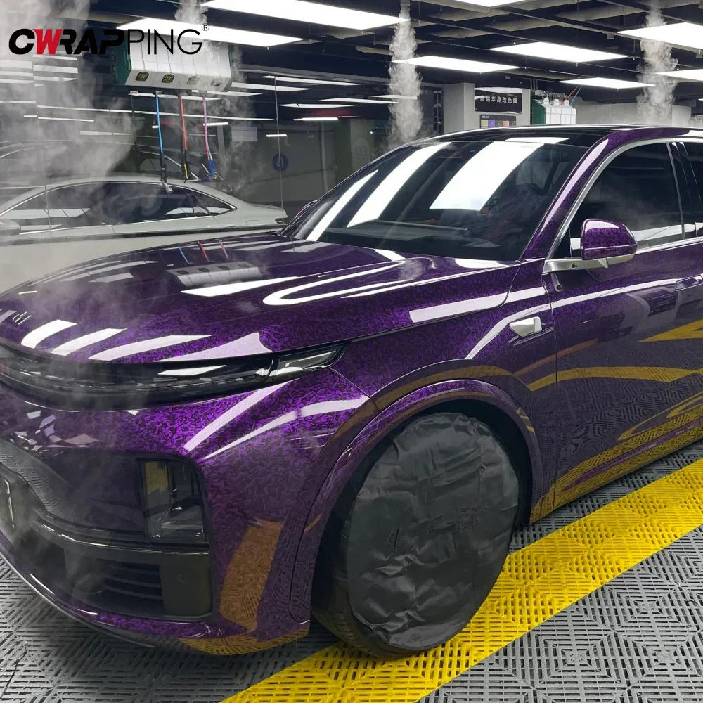 Car Decorating Air Release Carbon Sticker Waterproof Automotive Vinyl Wrapping High Gloss Purple Auto Styling Carbon Fiber Wrap