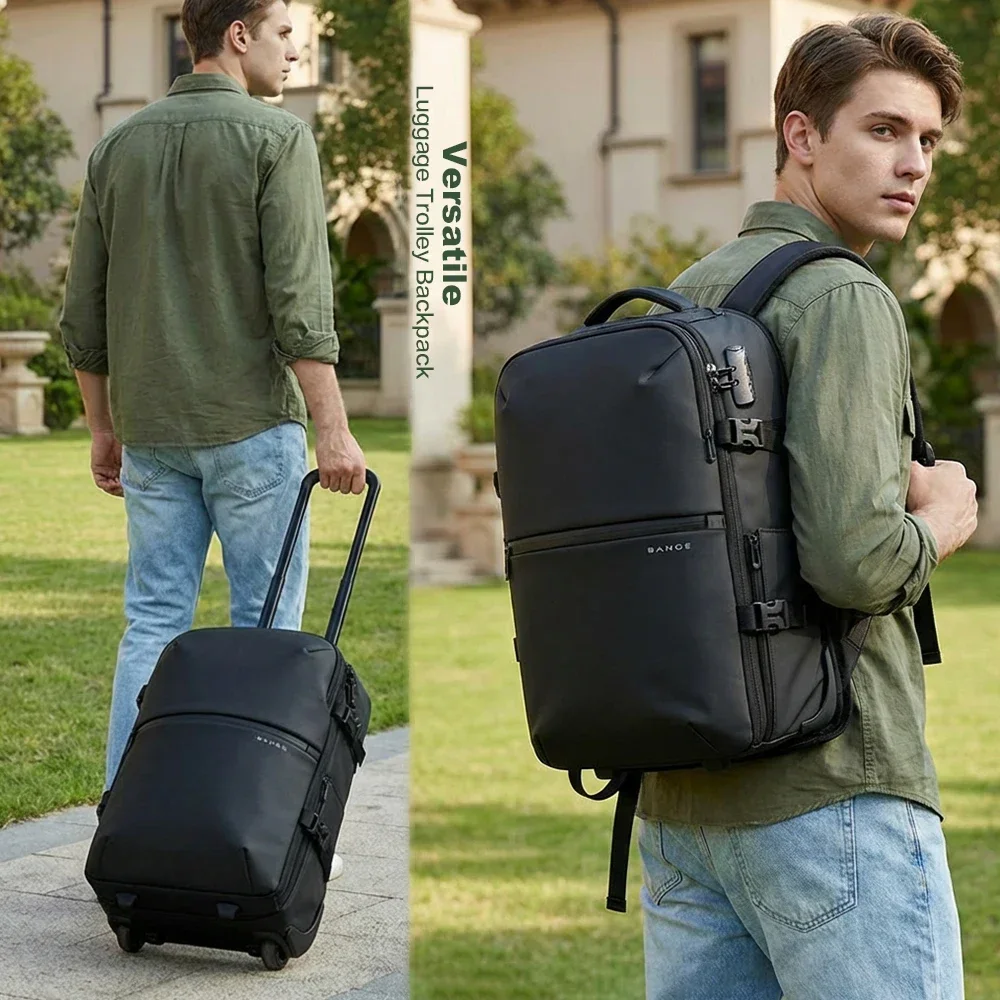 Wheeled Rolling Backpack with Wheels Combination Anti Theft Lock Large Capacity Travel Business Backpack Carry On Luggage Bag