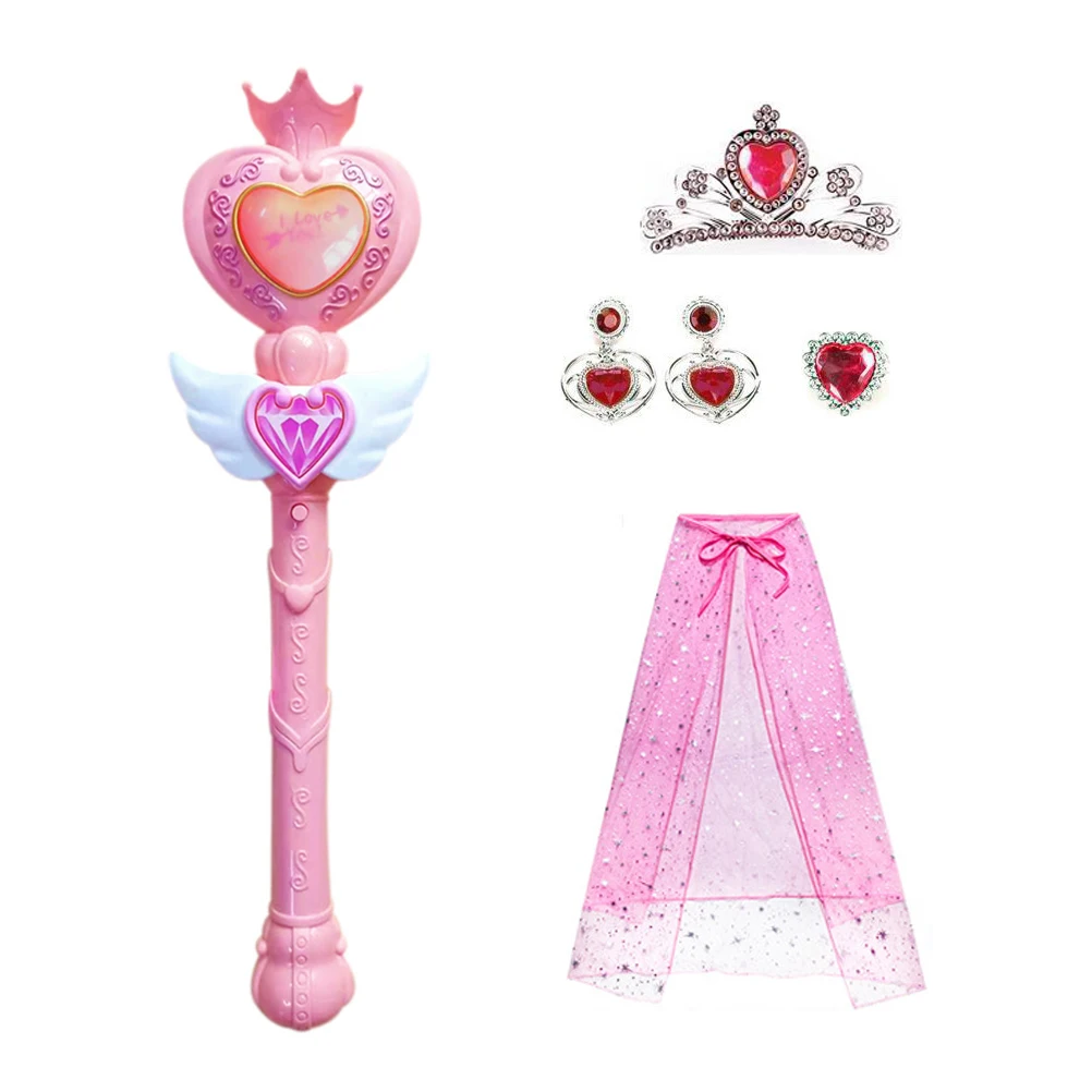 

1 set Princess Cloak Toys for Girls Kids Fairy Wand Flashing Sticks Handheld Glowing Party Supplies Cosplay Night for Children