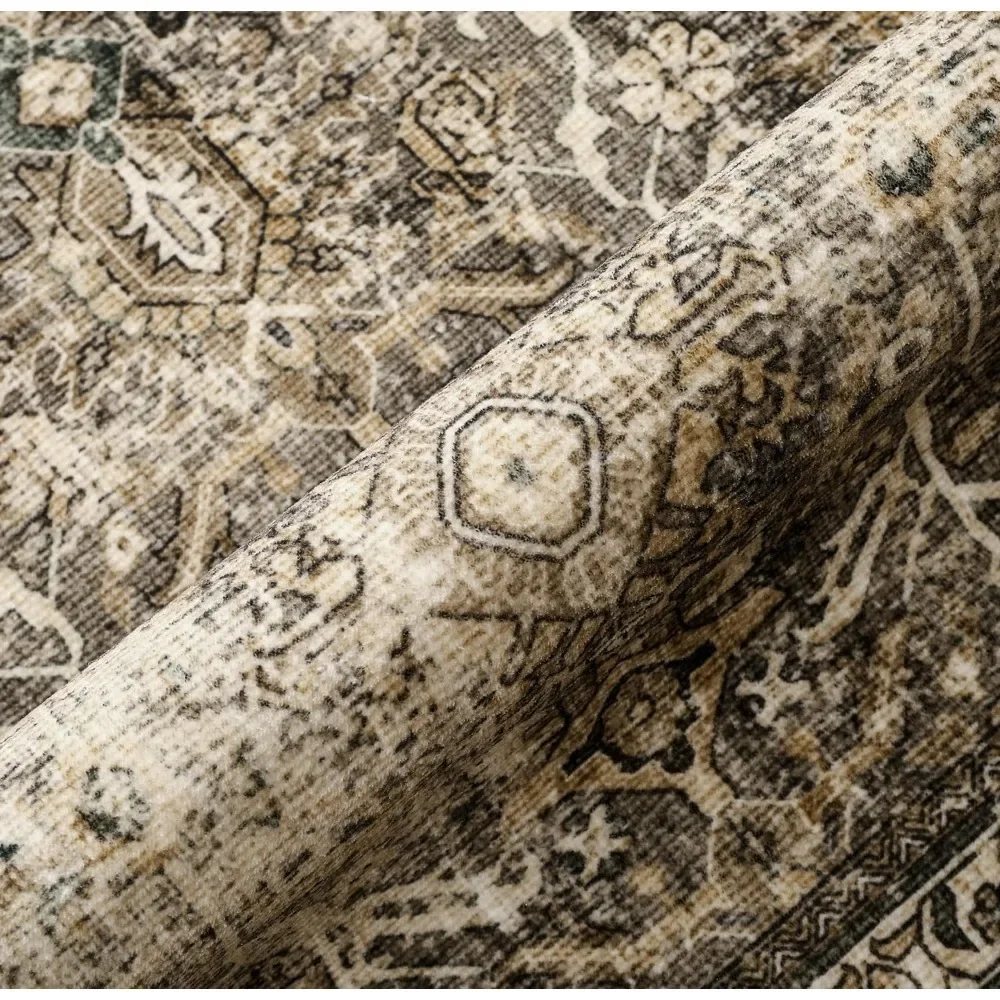 Vintage Area Rugs, Brown Washable Indoor Carpet Tribal Rug Retro Accent Throw Rug, Rugs for Bedroom