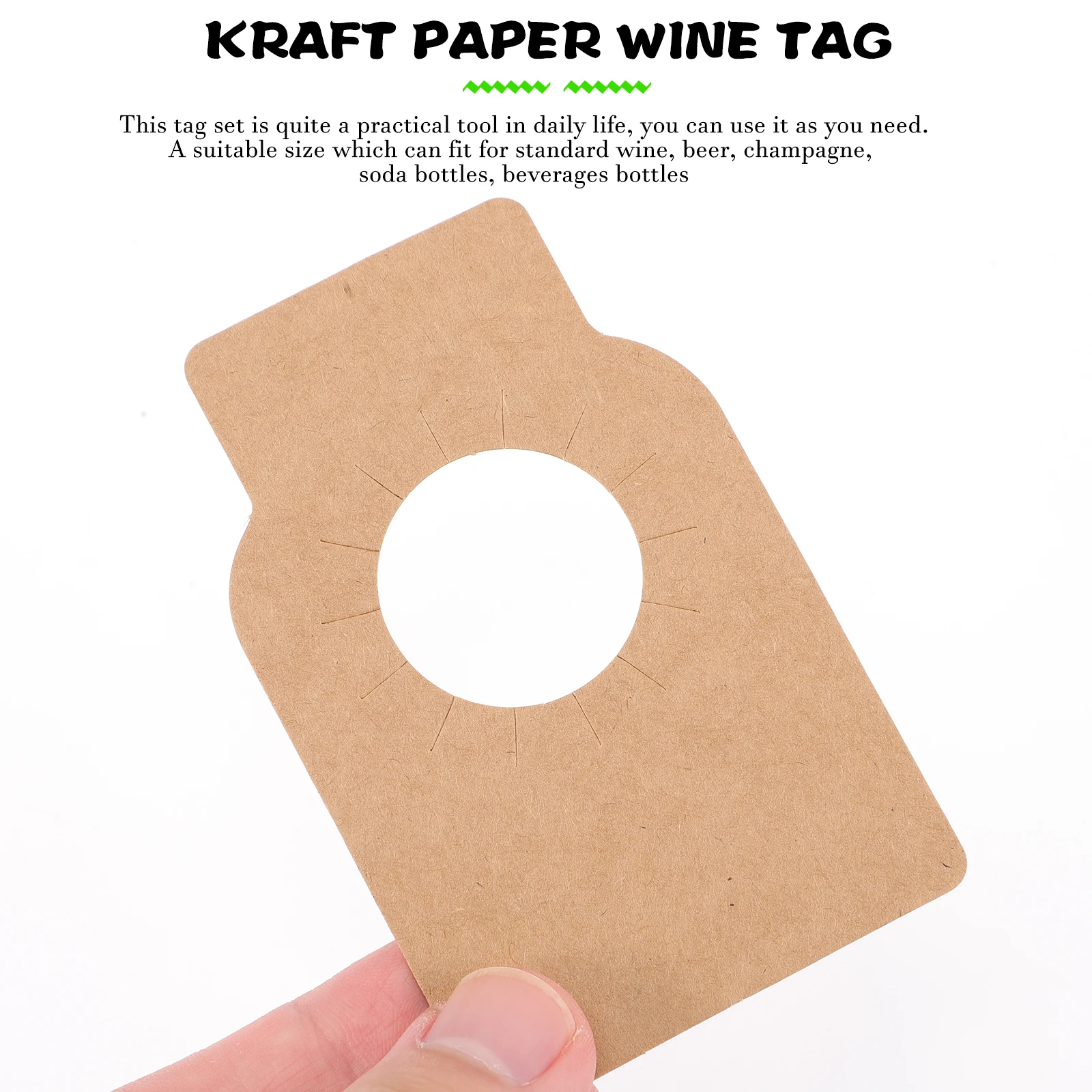 

100 Pcs Bottle Neck Tags 5.7x8.9cm Yellow Kraft Paper Hanging Labels for Bottles Home Brew Markers Decorative Supplies