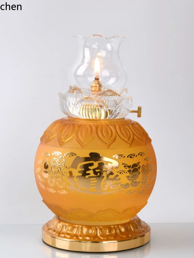 

FJ buddha oil ornament for hometemple liquid lotus ghee glass ornament buddha hall buddha front ornament