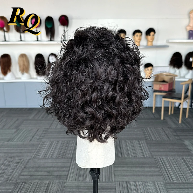 Pre Cut Styled Thin Skin Toupee Hair Men Human Hair Replacement System 1b Color 8 Inches Hair Piece Protesis Hombre Male Wig