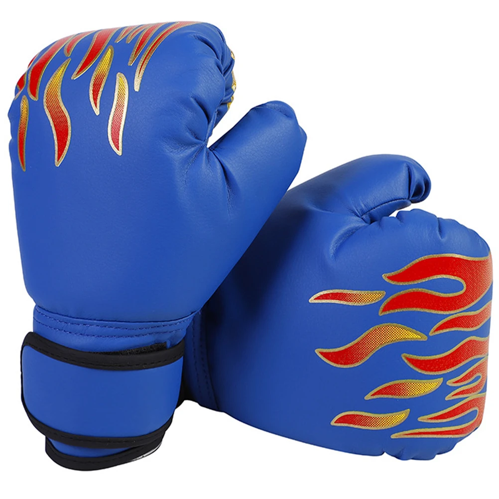 

Children's Boxing Gloves Kids Cartoon PU Training Gloves 6oz Flame Blue Sparring Kickboxing Punching Wrist Support