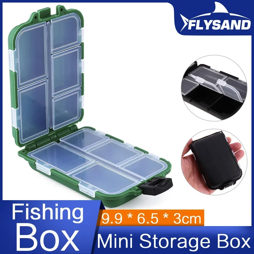 FLYSAND Fishing Tackle Box 10 Compartments Mini Storage for Bait Hook Spoon Gadget Portable Lightweight Fishing Gear Organizer