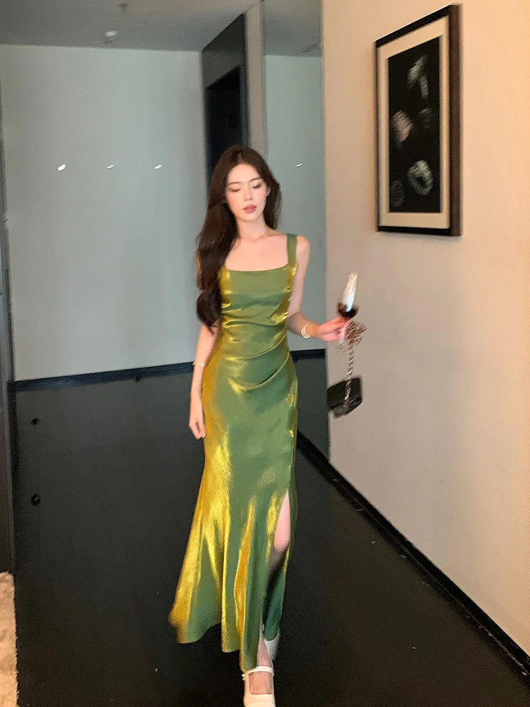 

Ele een длинное утягивающее платье для взрослых Ceremony Dr, роскошное матовое французское платье на бретельках для женщин, летний сезон