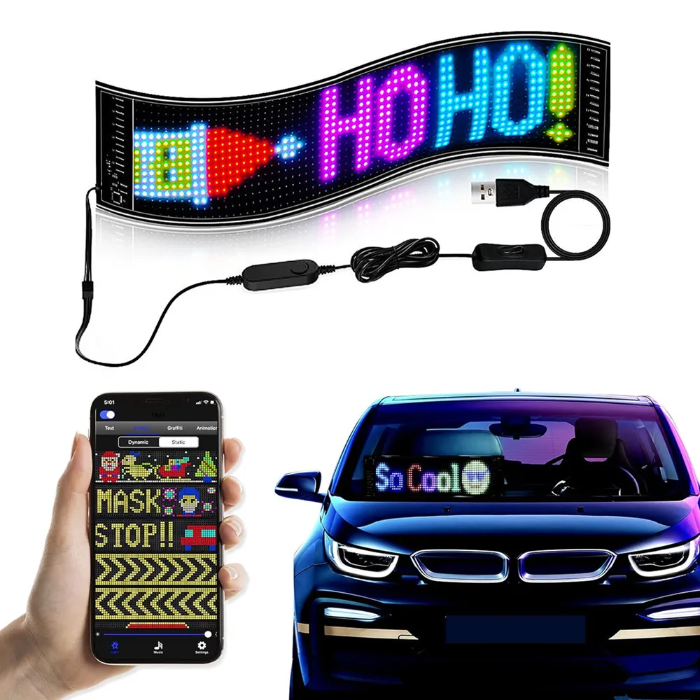 

Flexible LED Matrix Pixel Panel Car LED Display RGB Color soft screen DIY Scrolling Text Animation Display for Car Shop Taxi