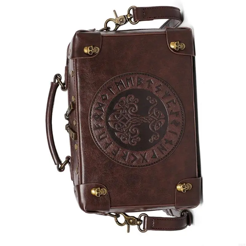 H58E Steampunk Crossbody Umhängetasche Gothics PU Leder Bag Festival Cosplays Kostüm Accessorie für Frauen Mädchen
