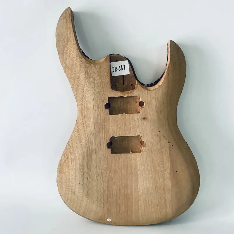 IB667 Original Lag Electric Guitar Body in Solid Redwood Wood  2 Humbucker Pickups No Paints Nature Right Hand