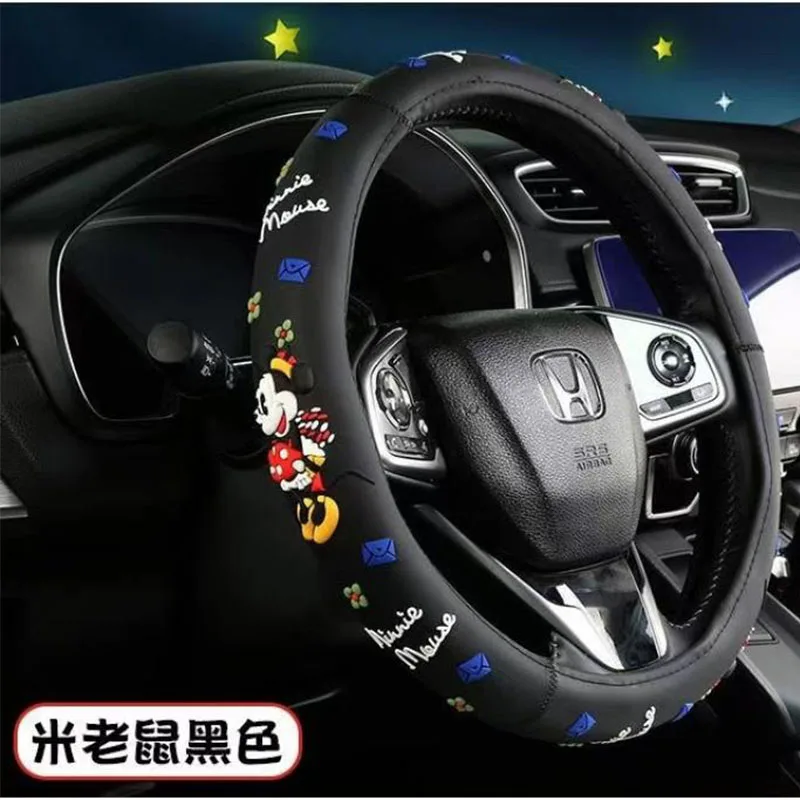 kawaii Sanrio Hellokitty Mickey Mouse Car Steering Wheel Cover Silicone Anti Slip Accessories Anime Handlebar Cover Girls Gift