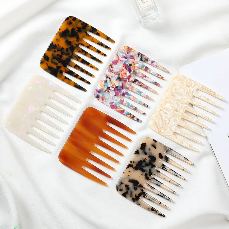 New Korean And Japan Acetic Acid Sheet Hair Comb Anti-Static Comb Stylish And Exquisite Marbling Leopard Print Wide Tooth Comb