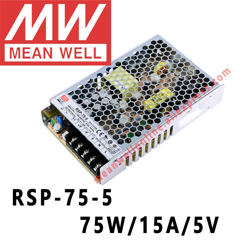 Mean Well RSP-75-3.3V/5V/7.5V/12V/13.5V/15V/24V/27V/48V Switching Power Supply Meanwell 75W PSU PFC function