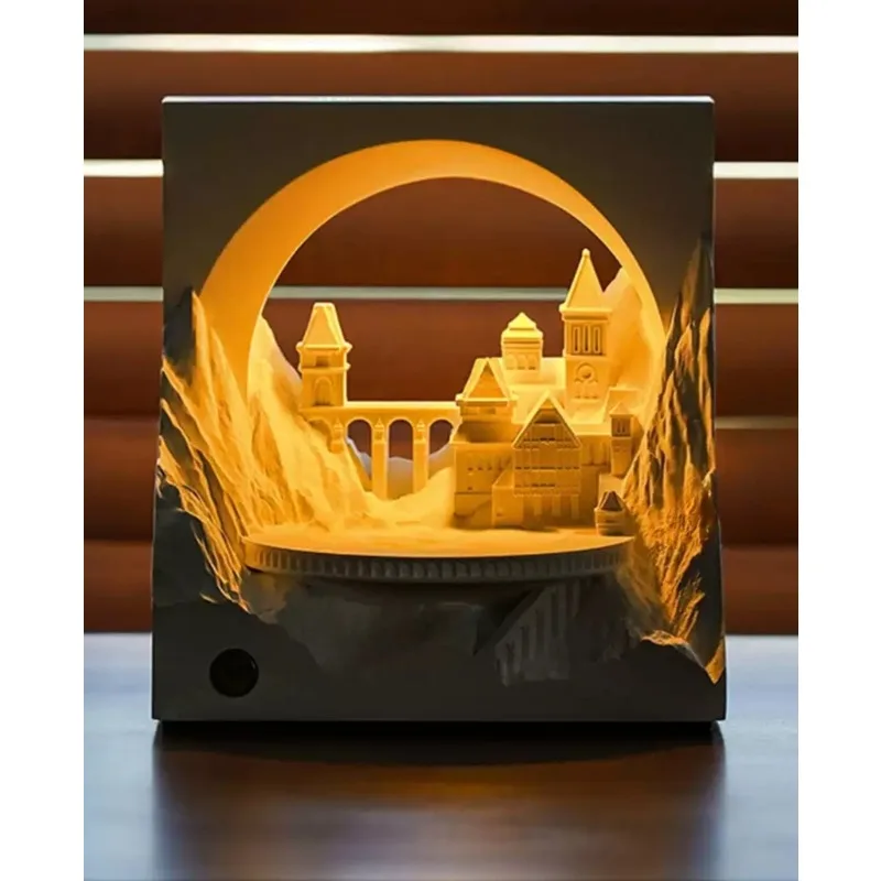 Golden‑Hill Manor Architectural Night Light, Bedside Desktop Decor Ornament Lamp, Nice Present for Teachers' Day & Ladies