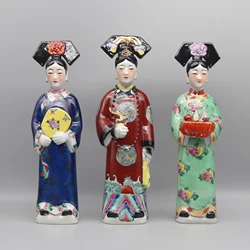 Ceramic Figurines of Chiness Princesses and Empress in Qing Dynasty, Hand Painted Porcelain Statue, Ancient Chinese Lady