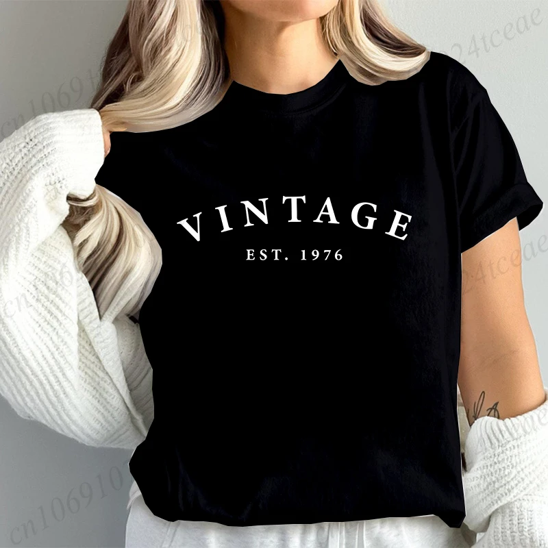 Limited 1976 Edition Women's T-shirt Fashion Casual Short Sleeve Tee T-shirts Vintage Est 1976 Birthday T Shirt Women's Clothing