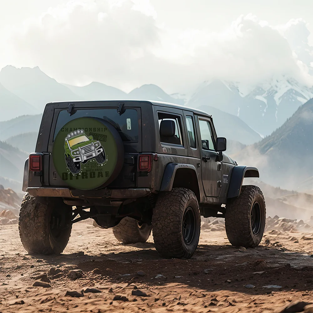 Green Large Off-Road Truck Pattern, 28/30/32/34 Inch Appearance Fashionable And Generous, Multi-Pattern Optional Tire Covers And