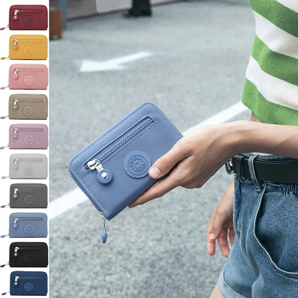 

Vintage Zippers Solid Color Coin Purse Short Nylon Nylon Purse Small Phone Bag Korean Style Small Wallet Women