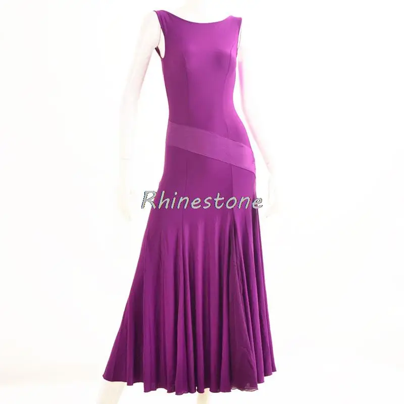 National Standard Social Dance Practice Performance Costumes Slim Fit Sleeveless Modern Dresses In Stock